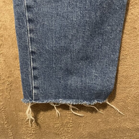 Old Navy Jeans Womens Sz 6 Sky High Extra Blue Distressed Raw Straight Leg Pants - Picture 4 of 8